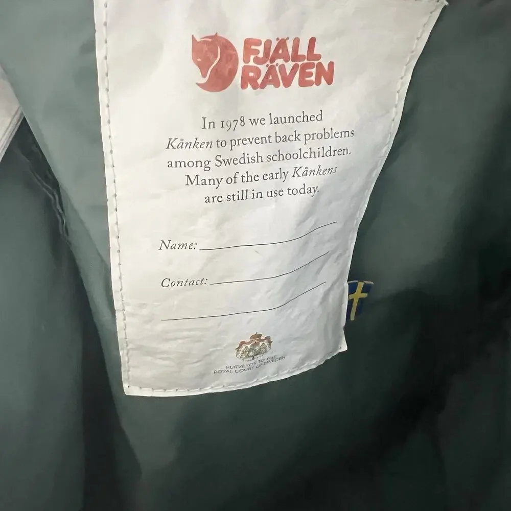 Fjallraven Kanken Classic Canvas Backpack Green 16L Orange Straps Handles Hiking